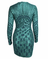 Harlie Black & Nude Glitter Long Sleeve Mini Dress - Fashion Genie Boutique