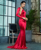 All The Drama Red One Shoulder Satin Maxi Gown Dress - Fashion Genie Boutique