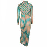 All A Dream Green Glitter Embellished Long Sleeve Maxi Dress - Fashion Genie Boutique