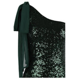 Oh My Posh Green & Gold Sequin Gradient One Shoulder Maxi Gown Dress - Fashion Genie Boutique