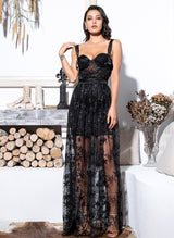 Razzle Baby Black Mesh Maxi Dress - Fashion Genie Boutique