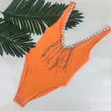 Midsummer Memories Orange Crystal Fringe Swimsuit - Fashion Genie Boutique