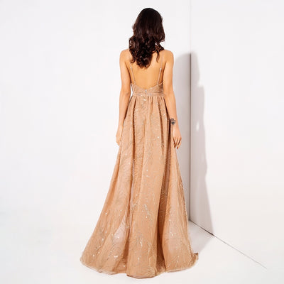 Magic Hour Gold Glitter Detatchable Maxi Gown Dress - Fashion Genie Boutique