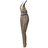 Solana Gold Halter Sequin Jumpsuit - Fashion Genie Boutique