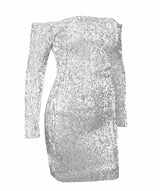 Champagne Sparkles Black Sequin Bardot Mini Dress - Fashion Genie Boutique