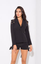 Tun Up Black Lace Up Shorts and Blazer Co-Ord - Fashion Genie Boutique