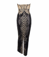 A Long Affair Black & Gold Sequin Strapless Maxi Dress - Fashion Genie Boutique
