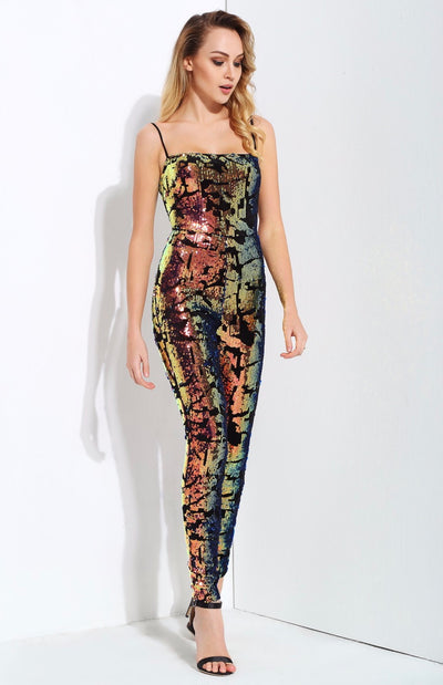 Love Lockdown Navy Iridescent Sequin Jumpsuit - Fashion Genie Boutique