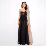 Phi Phi Black Strapless Sequin Floaty Maxi Dress - Fashion Genie Boutique