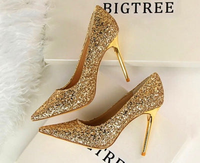 Till the Glitter Ends Gold High Heels - Fashion Genie Boutique