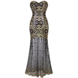 Emma Gold Gatsby Strapless Sequin Maxi Hown Dress - Fashion Genie Boutique