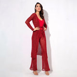Graceful Ways Red Glitter Knit Cardigan - Fashion Genie Boutique