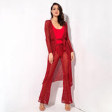 Graceful Ways Red Glitter Knit Cardigan - Fashion Genie Boutique