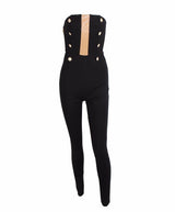 Evening In Rome Black Military Strapless Jumpsuit - Fashion Genie Boutique