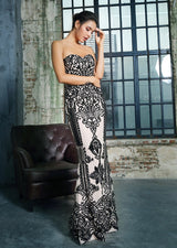 Godiva Black Strapless Sequin Maxi Fishtail Dress - Fashion Genie Boutique