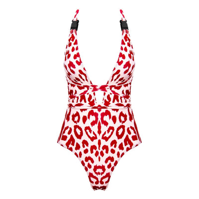 Wonderland Red Cheetah Print Swimsuit - Fashion Genie Boutique