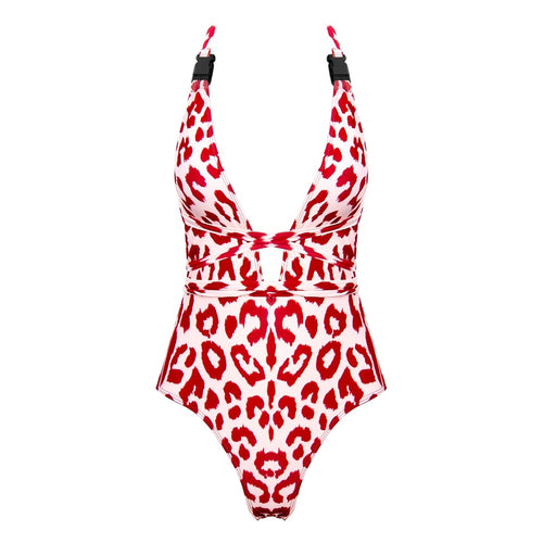 Wonderland Red Cheetah Print Swimsuit - Fashion Genie Boutique