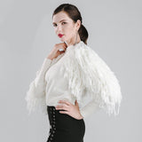 Fall in Love White Tassel Fringe Sleeved Cropped Jumper - Fashion Genie Boutique