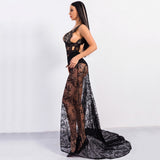Embrace The Lace Black Plunge Maxi Dress - Fashion Genie Boutique