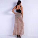 Femme Luxe Gold Metallic Knitted Maxi Skirt - Fashion Genie Boutique