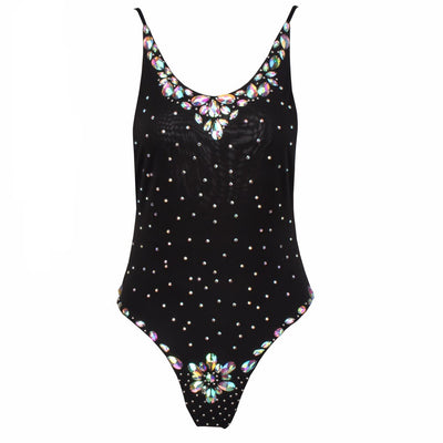 Tranquil Tropics Black Crystal Embellished Swimsuit - Fashion Genie Boutique