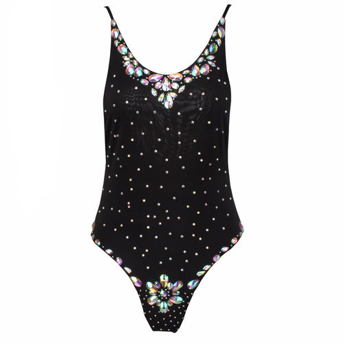 Tranquil Tropics Black Crystal Embellished Swimsuit - Fashion Genie Boutique