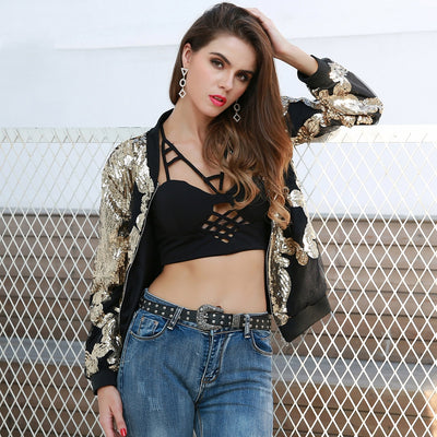 No Goodbyes Black & Gold Sequin Jacket - Fashion Genie Boutique