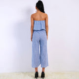 Endless Summer Blue Stripe Strapless Jumpsuit - Fashion Genie Boutique