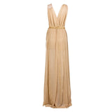 Grecian Goddess Nude Belted Maxi Split Dress - Fashion Genie Boutique