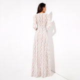 Walking Goddess White Long Sleeve Double Split Maxi Dress - Fashion Genie Boutique