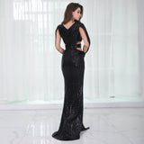 Rowena Black Sequin Cut Out Maxi Dress - Fashion Genie Boutique