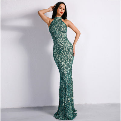 Effervescent Green Glitter Maxi Dress - Fashion Genie Boutique