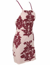 Celebrity Spotlight Nude And Red Halter Strappy Mini Dress - Fashion Genie Boutique
