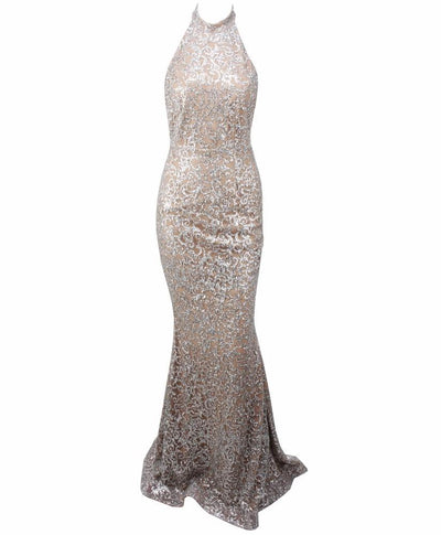 Devotion Silver Glitter Embellished Maxi Dress - Fashion Genie Boutique