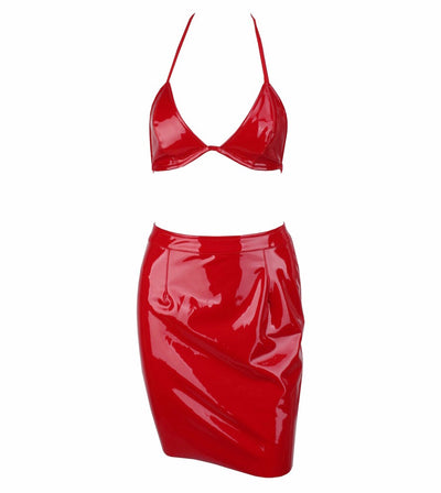 Pin Up Red Crop Top & Mini Skirt Co-Ord - Fashion Genie Boutique