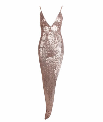 Show Must Go On Champagne Sequin Maxi Dress - Fashion Genie Boutique