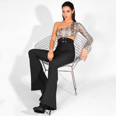 Wake Me Up Black High Waisted Flare Trousers - Fashion Genie Boutique