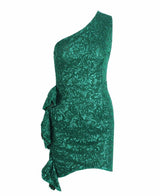 Sweeter Than Sugar Green Glitter Embellished Frill Mini Dress - Fashion Genie Boutique