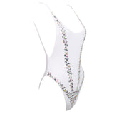 Jasmine White Crystal Embellshed Swimsuit - Fashion Genie Boutique