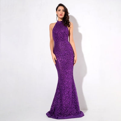 Prosecco Please Purple Glitter Embellished  Maxi Dress - Fashion Genie Boutique