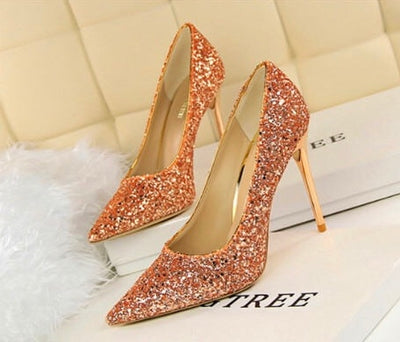 Till the Glitter Ends Bronze High Heels - Fashion Genie Boutique
