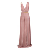 Grecian Goddess Blush Pink Belted Maxi Split Dress - Fashion Genie Boutique