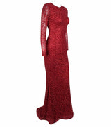 Spellbound Red Glitter Fishtail Long Sleeve Maxi Dress - Fashion Genie Boutique