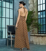 No Drama Brown & White Polka Dot Maxi Dress - Fashion Genie Boutique