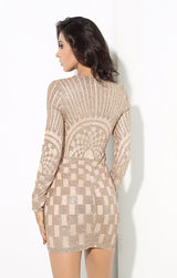 Gatsby Gold Glitter Embellished Long Sleeve Mini Dress - Fashion Genie Boutique