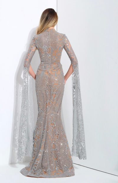 Queen Of The Night Silver Glitter Fishtail Maxi Dress - Fashion Genie Boutique