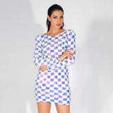 Check Mate White Iridescent Sequin Long Sleeve Dress - Fashion Genie Boutique