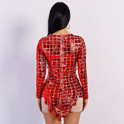 LA Night Black Sequin Long Sleeve Mini Dress - Fashion Genie Boutique