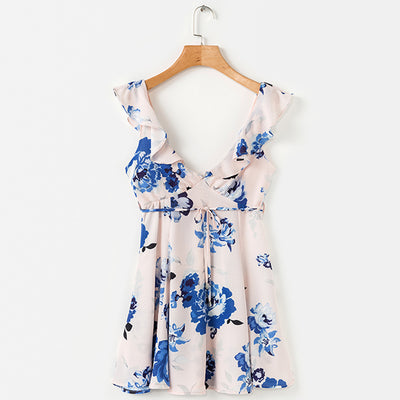 Catching Glances Blue Floral Mini Dress - Fashion Genie Boutique
