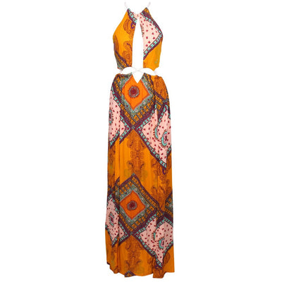Enchant Me Yellow Multi  Double Split Maxi Dress - Fashion Genie Boutique